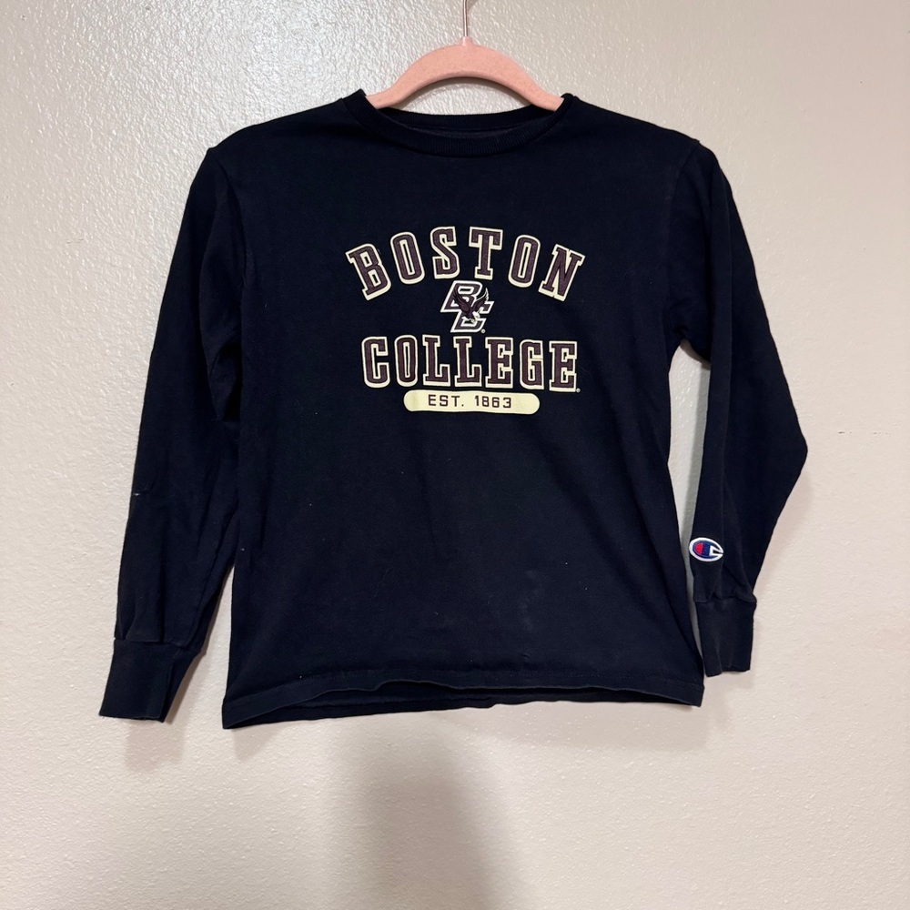 Champion Black Boston College Long Sleeve Crewneck